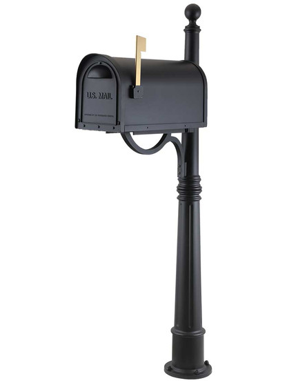 Classic Curbside Mailbox with Ashland Post in Matte Black.